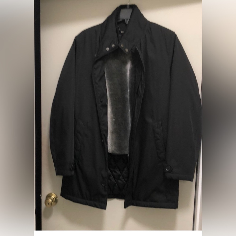 Men’s rain jacket in black with detachable fur lining! By lief horsems!